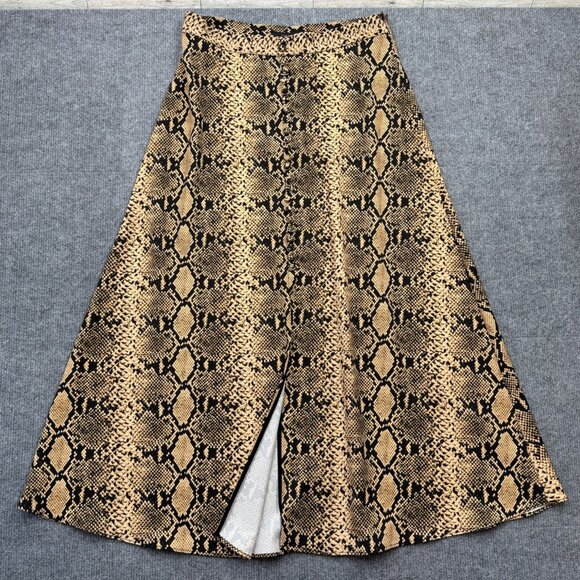 Zara Snake Print Midi Skirt A-Line Grunge Y2K Glamcore Modern Boho Edgy Size M - Picture 8 of 13